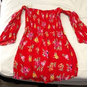 Mini shoulder floral dress